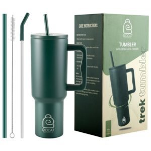 1200ML Stainless Steel Tumbler with Lid and Straw - Hunter Green