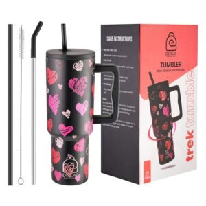 1200ML Stainless Steel Tumbler with Lid and Straw - Midnight Hearts