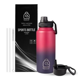 DOCAT Premium Insulated Stainless Steel Water Bottle with Leakproof Lid - Midnight Blue