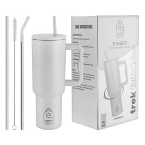 1200ML Stainless Steel Tumbler with Lid and Straw - Arctic White