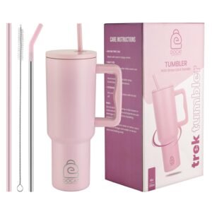 1200ML Stainless Steel Tumbler with Lid and Straw - Blush Pink