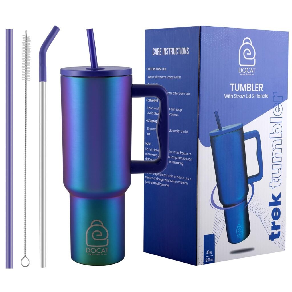 Docat 1200ml insulated tumbler with straw