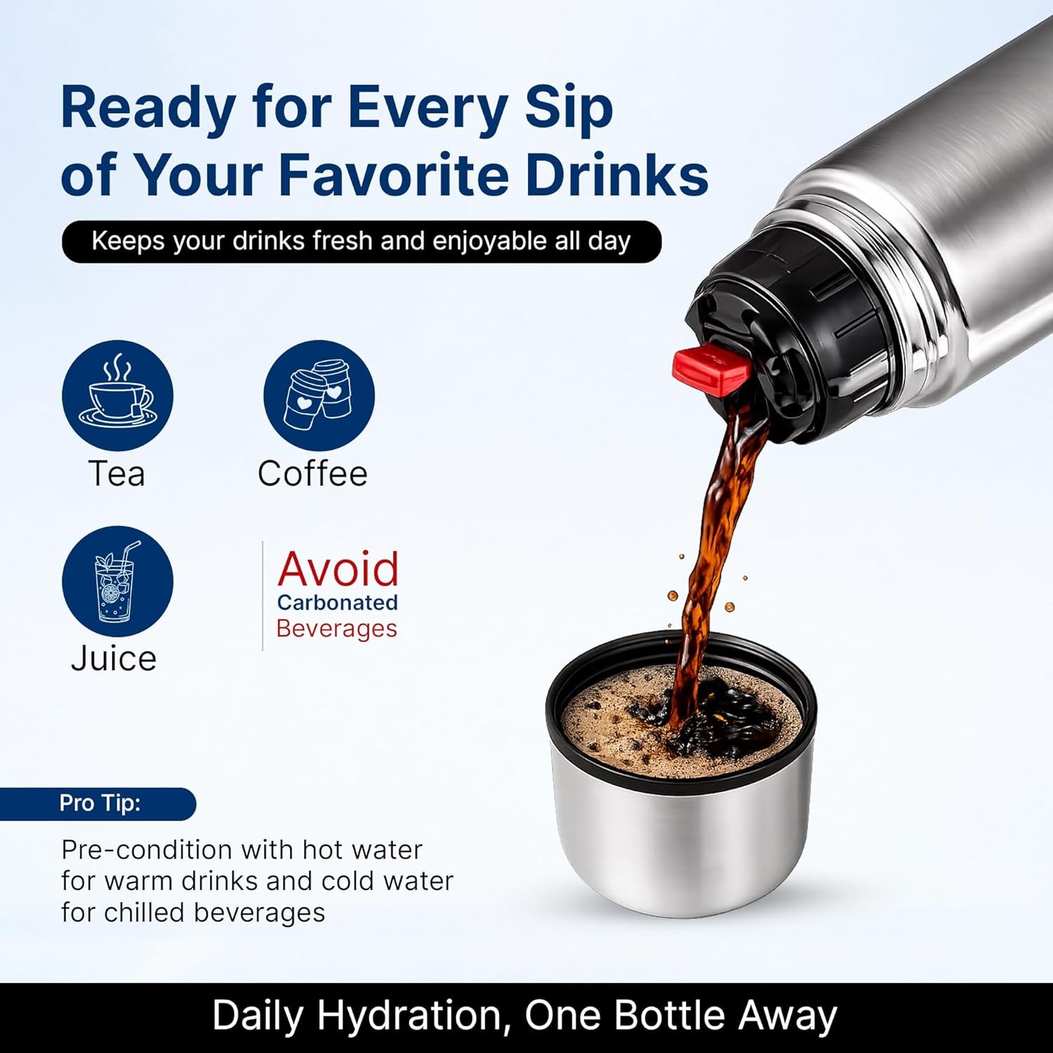 DOCAT Thermosteel Water Bottle | ISI Certified Vacuum Insulated Hot & Cold Flask - Image 7